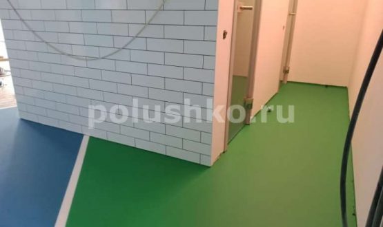 Полимерный пол зеленый с синим